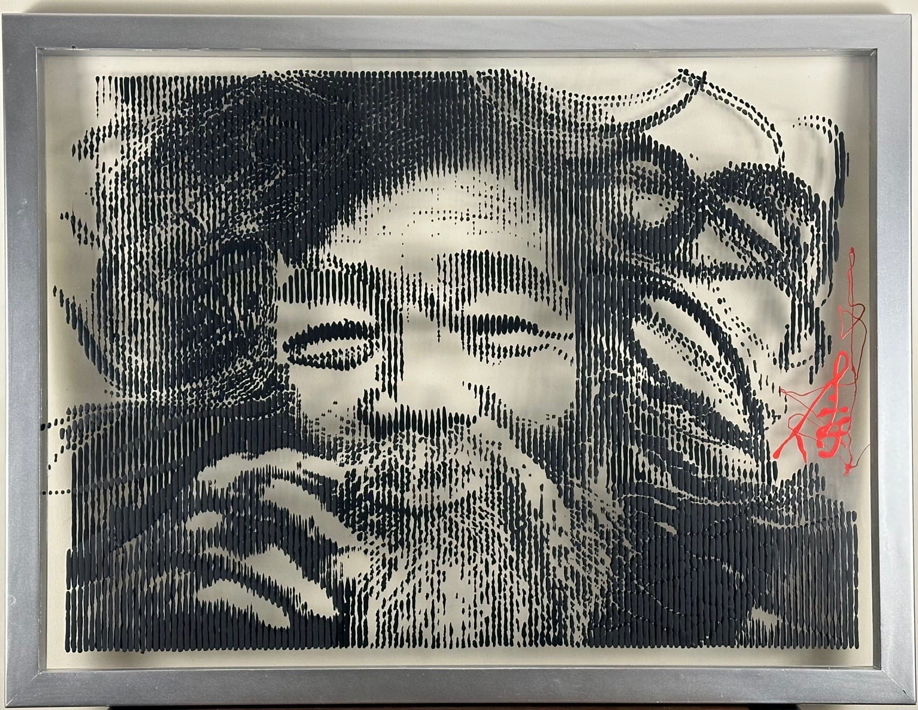 Old Man in Peace, calm portrait of an old man with moving layered hair on plexiglass by Fabian PhiL