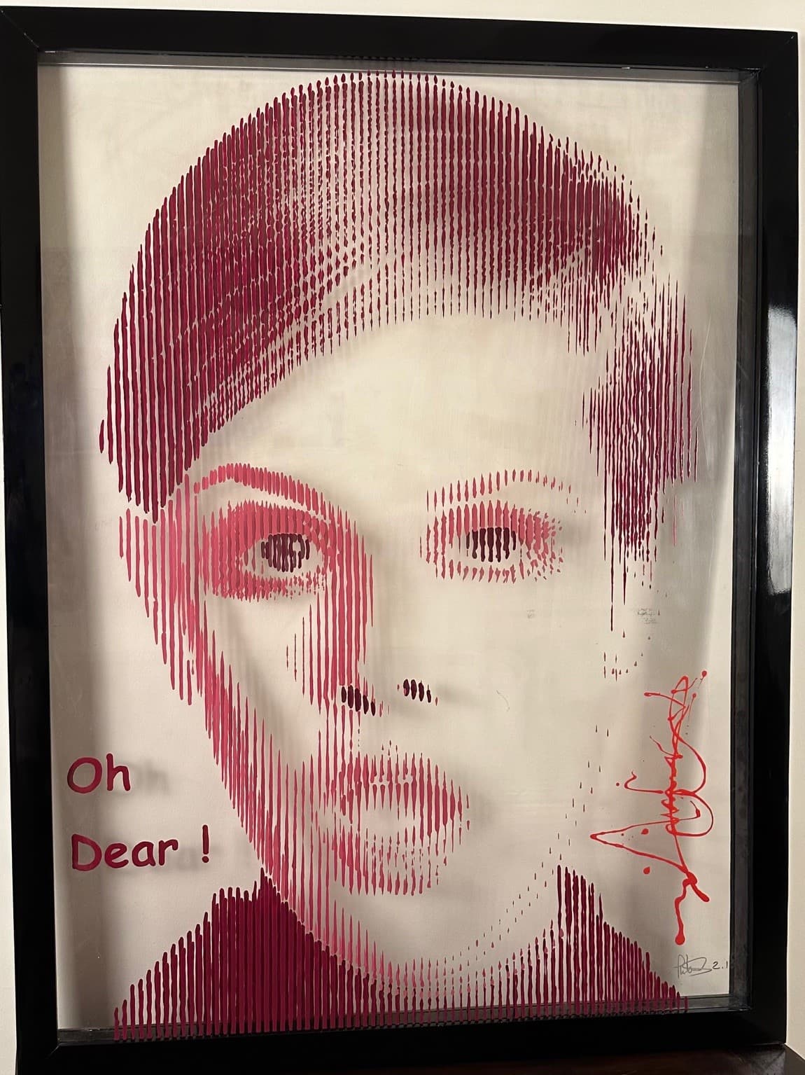 Twiggy portrait in Oh Dear, layered pop art on plexiglass by Fabian PhiL